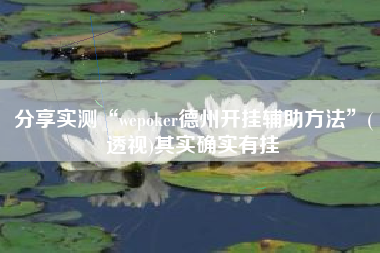 分享实测“wepoker德州开挂辅助方法”(透视)其实确实有挂