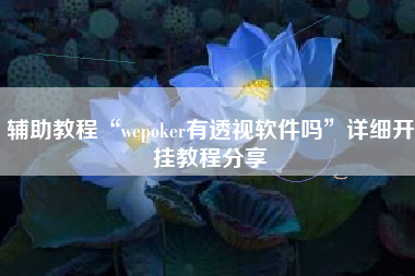 辅助教程“wepoker有透视软件吗	”详细开挂教程分享