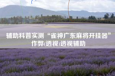 辅助科普实测“雀神广东麻将开挂器”作弊(透视)透视辅助