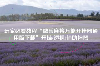 玩家必看教程“微乐麻将万能开挂器通用版下载	”开挂(透视)辅助神器