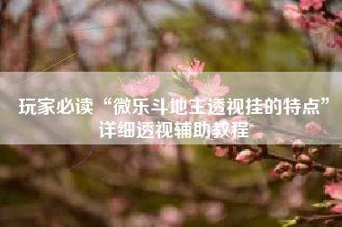 玩家必读“微乐斗地主透视挂的特点	”详细透视辅助教程