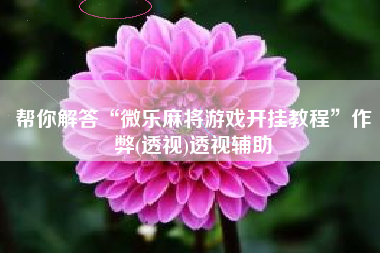 帮你解答“微乐麻将游戏开挂教程”作弊(透视)透视辅助