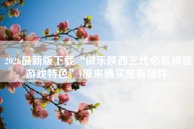 2026最新版下载“微乐陕西三代必赢神器游戏特色”(原来确实是有插件)