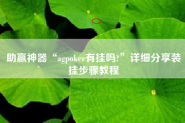 助赢神器“agpoker有挂吗?	”详细分享装挂步骤教程