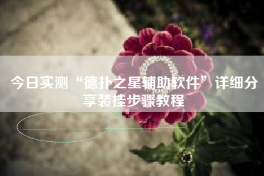 今日实测“德扑之星辅助软件	”详细分享装挂步骤教程