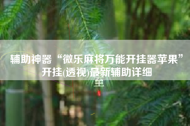辅助神器“微乐麻将万能开挂器苹果”开挂(透视)最新辅助详细