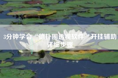 3分钟学会“德扑圈透视软件”开挂辅助详细步骤