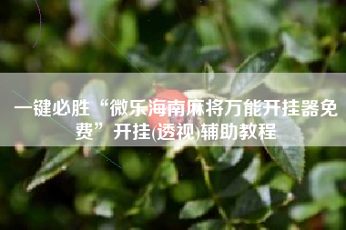 一键必胜“微乐海南麻将万能开挂器免费	”开挂(透视)辅助教程