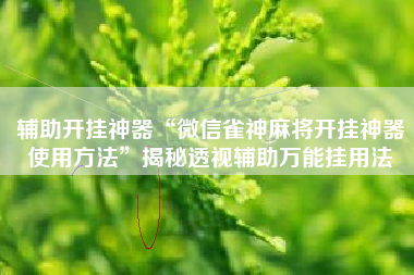 辅助开挂神器“微信雀神麻将开挂神器使用方法	”揭秘透视辅助万能挂用法