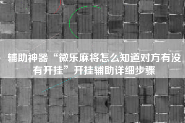 辅助神器“微乐麻将怎么知道对方有没有开挂”开挂辅助详细步骤