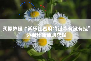 实操教程“微乐江西麻将过炸有没有挂	”透视开挂辅助教程
