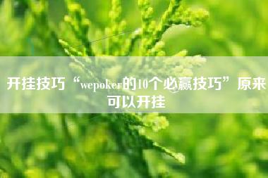 开挂技巧“wepoker的10个必赢技巧”原来可以开挂