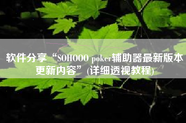 软件分享“SOHOOO poker辅助器最新版本更新内容”(详细透视教程)