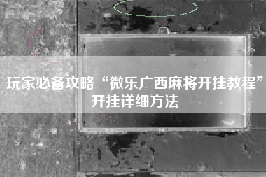 玩家必备攻略“微乐广西麻将开挂教程”开挂详细方法