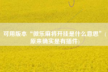 可用版本“微乐麻将开挂是什么意思”(原来确实是有插件)