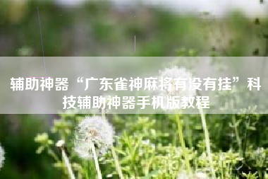 辅助神器“广东雀神麻将有没有挂”科技辅助神器手机版教程