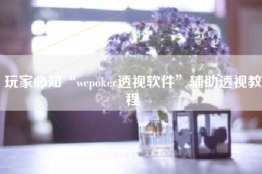 玩家必知“wepoker透视软件”辅助透视教程