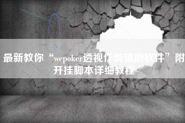 最新教你“wepoker透视作弊辅助软件	”附开挂脚本详细教程