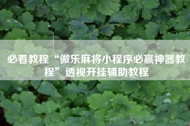 必看教程“微乐麻将小程序必赢神器教程”透视开挂辅助教程