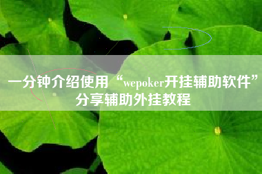 一分钟介绍使用“wepoker开挂辅助软件”分享辅助外挂教程