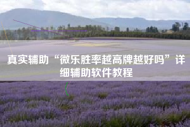 真实辅助“微乐胜率越高牌越好吗	”详细辅助软件教程