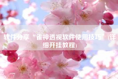 软件分享“雀神透视软件使用技巧	”(详细开挂教程)