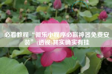 必看教程“微乐小程序必赢神器免费安装	”(透视)其实确实有挂