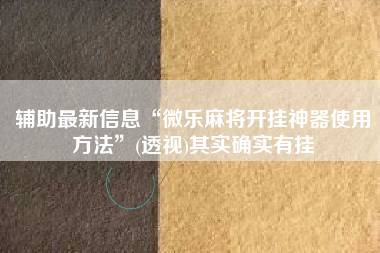 辅助最新信息“微乐麻将开挂神器使用方法”(透视)其实确实有挂