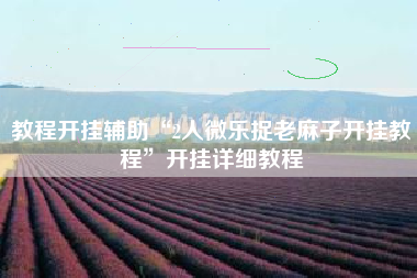 教程开挂辅助“2人微乐捉老麻子开挂教程”开挂详细教程