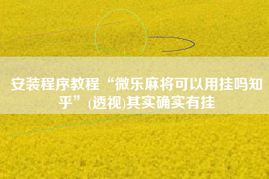 安装程序教程“微乐麻将可以用挂吗知乎	”(透视)其实确实有挂