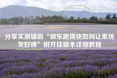 分享实测辅助“微乐跑得快如何让系统发好牌	”附开挂脚本详细教程