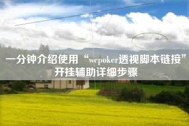 一分钟介绍使用“wepoker透视脚本链接	”开挂辅助详细步骤