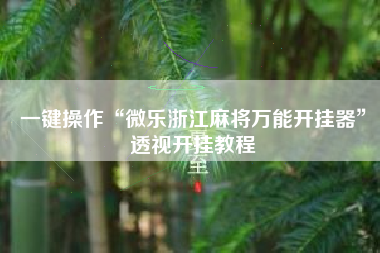 一键操作“微乐浙江麻将万能开挂器”透视开挂教程