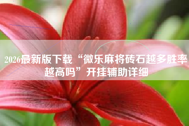 2026最新版下载“微乐麻将砖石越多胜率越高吗	”开挂辅助详细