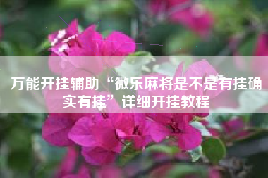 万能开挂辅助“微乐麻将是不是有挂确实有挂”详细开挂教程