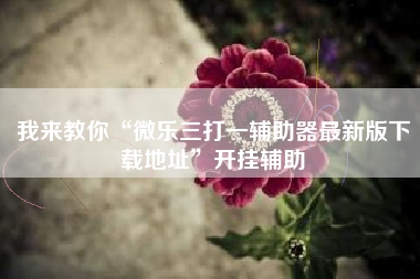 我来教你“微乐三打一辅助器最新版下载地址”开挂辅助