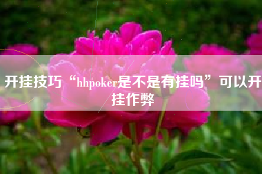 开挂技巧“hhpoker是不是有挂吗”可以开挂作弊