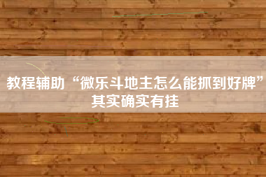 教程辅助“微乐斗地主怎么能抓到好牌”其实确实有挂