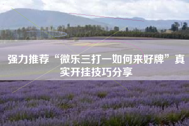 强力推荐“微乐三打一如何来好牌”真实开挂技巧分享
