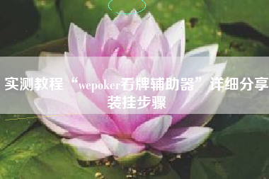 实测教程“wepoker看牌辅助器”详细分享装挂步骤