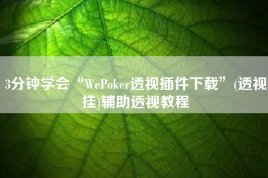 3分钟学会“WePoker透视插件下载	”(透视挂)辅助透视教程