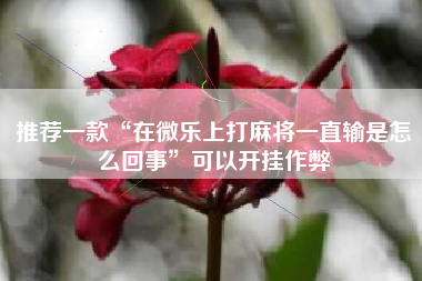 推荐一款“在微乐上打麻将一直输是怎么回事”可以开挂作弊