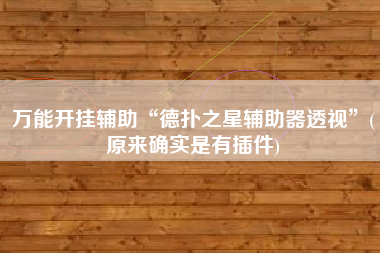 万能开挂辅助“德扑之星辅助器透视	”(原来确实是有插件)
