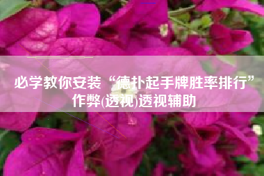 必学教你安装“德扑起手牌胜率排行”作弊(透视)透视辅助