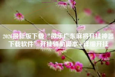 2026最新版下载“微乐广东麻将开挂神器下载软件”开挂辅助脚本+详细开挂