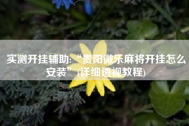 实测开挂辅助:“贵阳微乐麻将开挂怎么安装”(详细透视教程)