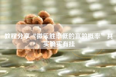 教程分享“微乐胜率低的赢的概率	”其实确实有挂