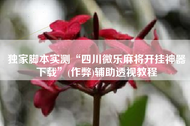 独家脚本实测“四川微乐麻将开挂神器下载”(作弊)辅助透视教程