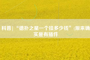 科普|“德扑之星一个挂多少钱”(原来确实是有插件