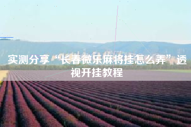 实测分享“长春微乐麻将挂怎么弄	”透视开挂教程